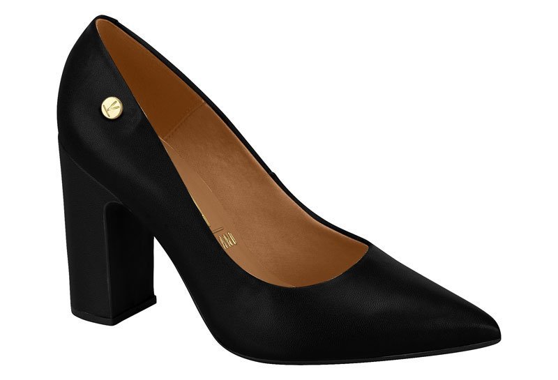 Sapato Scarpin Salto Bloco Alto Vizzano 1285400 Feminino Preto 1