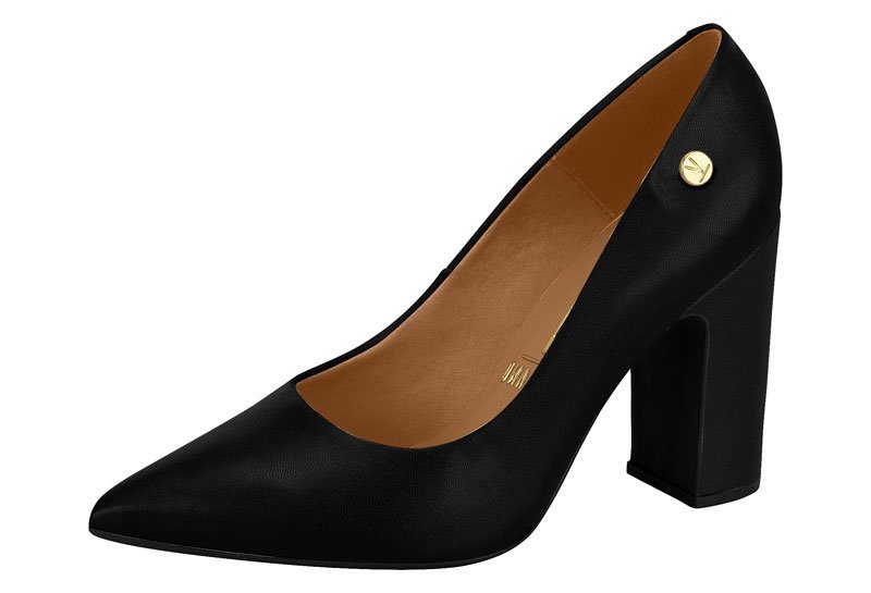 Sapato Scarpin Salto Bloco Alto Vizzano 1285400 Feminino Preto 2