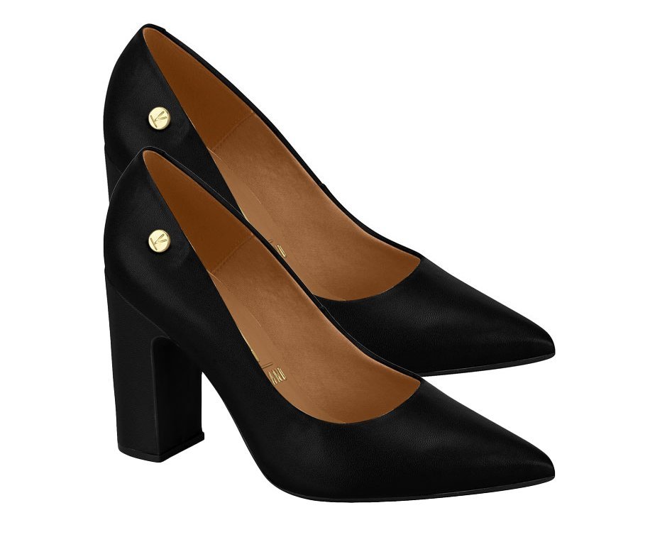 Sapato Scarpin Salto Bloco Alto Vizzano 1285400 Feminino Preto 3