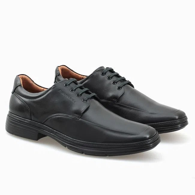 Anatomic Gel Sapato Em Couro Mestiço 8621 Masculino Preto 3