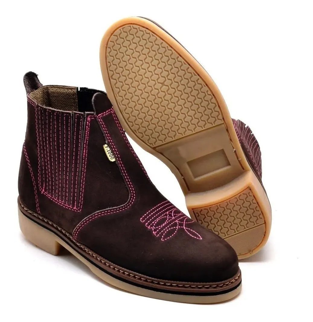 Bota Botina Feminina Country De Couro Legitimo F1000 1013 Marrom 3