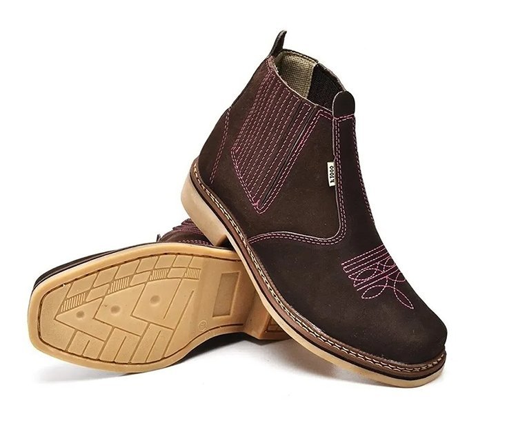 Bota Botina Feminina Country De Couro Legitimo F1000 1013 Marrom 4