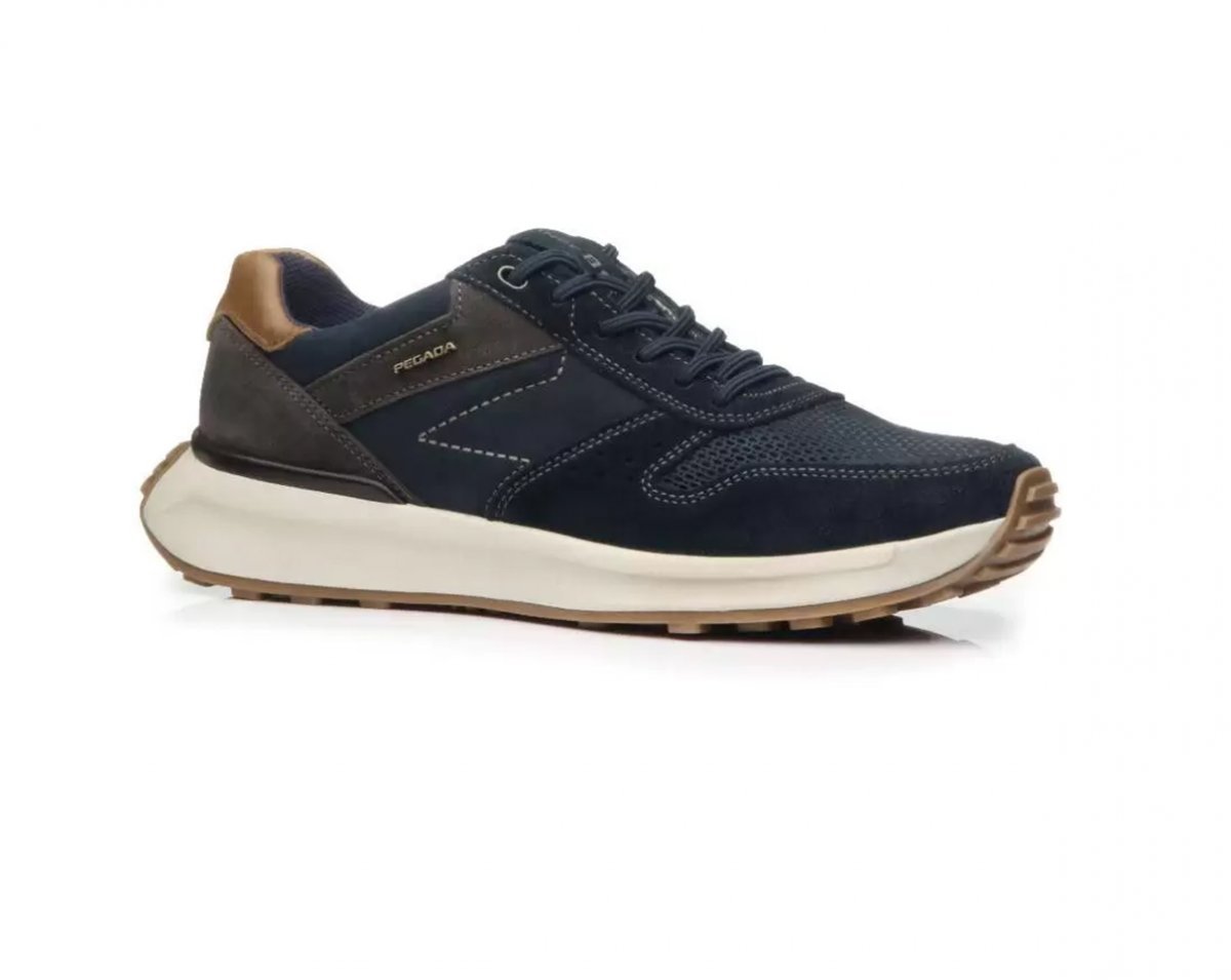 Sapatênis Jogging Em Couro Pegada 110701 Masculino Azul 1