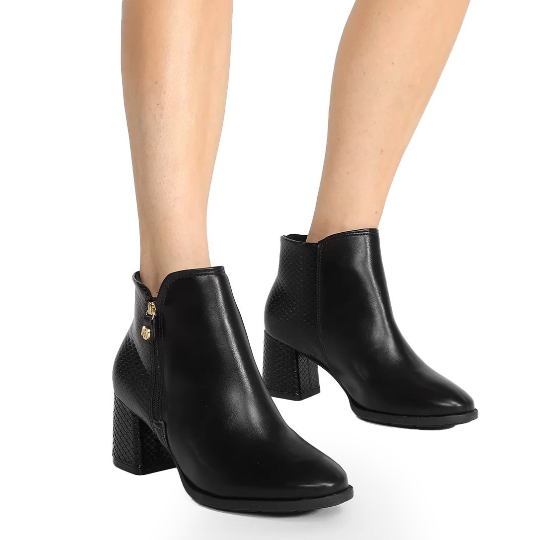 Bota Cano Curto Salto Bloco Modare 7078101 Feminina Preto 4