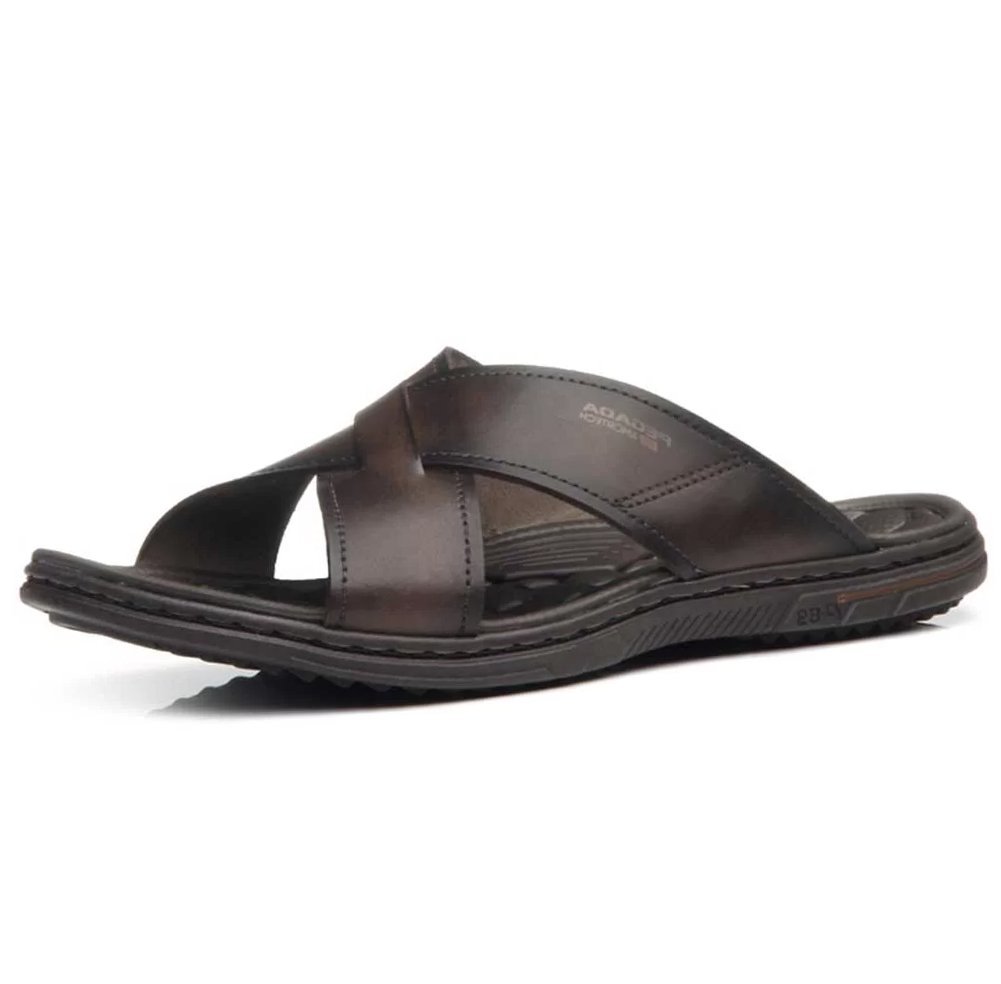 Chinelo Em Couro Pegada 133302 Masculino Marrom 2