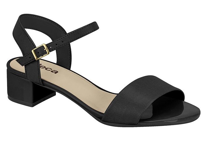 Sandália Salto Baixo Fivela Moleca 5259805 Feminina Preto 1
