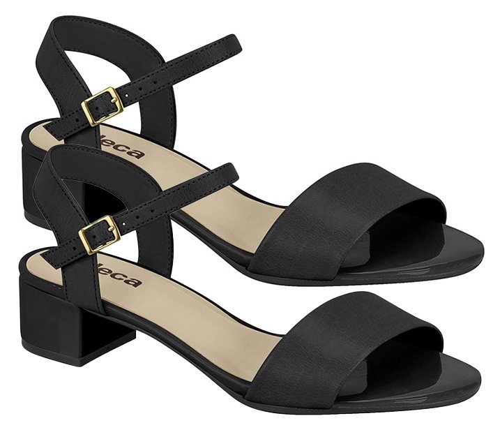 Sandália Salto Baixo Fivela Moleca 5259805 Feminina Preto 3
