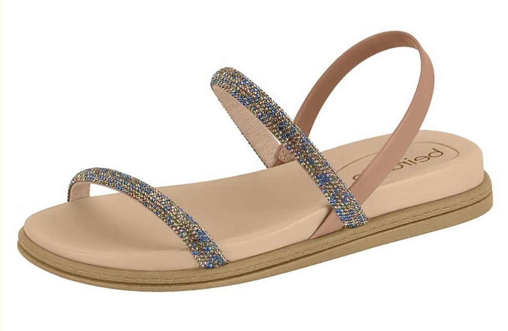 Sandália Papete Strass Beira Rio 8488109 Feminina Bege 2