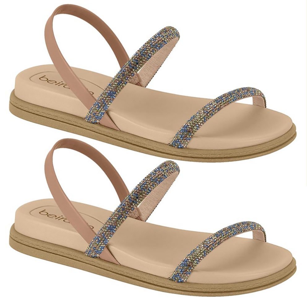 Sandália Papete Strass Beira Rio 8488109 Feminina Bege 3