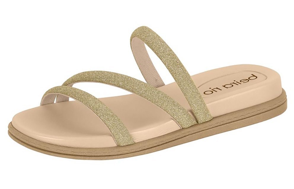 Sandália Rasteira Strass Beira Rio 8488108 Feminino Dourado 2