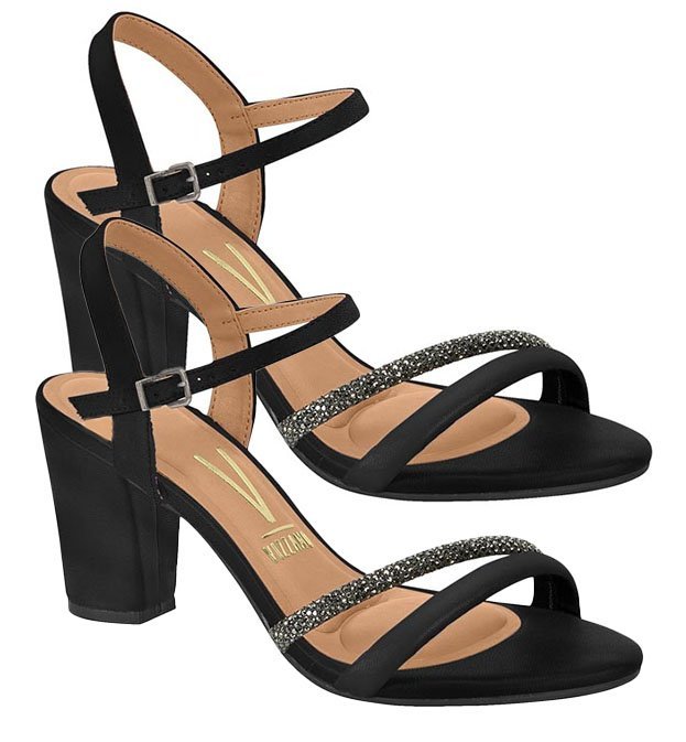 Sandália Salto Alto Grosso Strass Vizzano 62621009 Feminina Preto 3