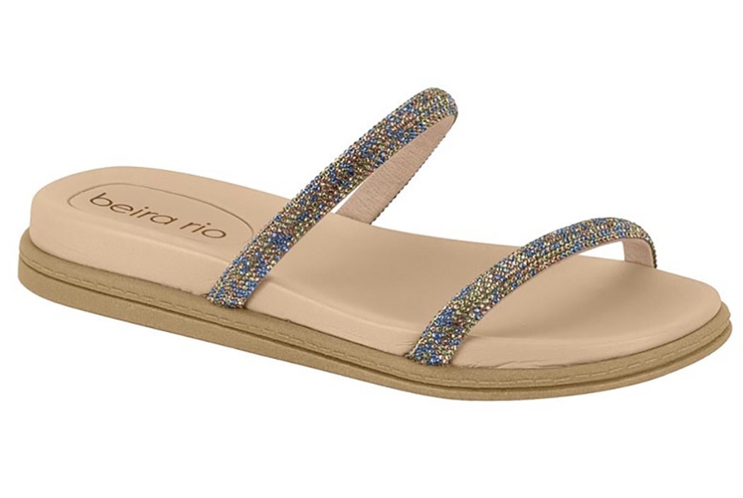 Chinelo Rasteira Strass Beira Rio 8488105 Feminino Bege 1