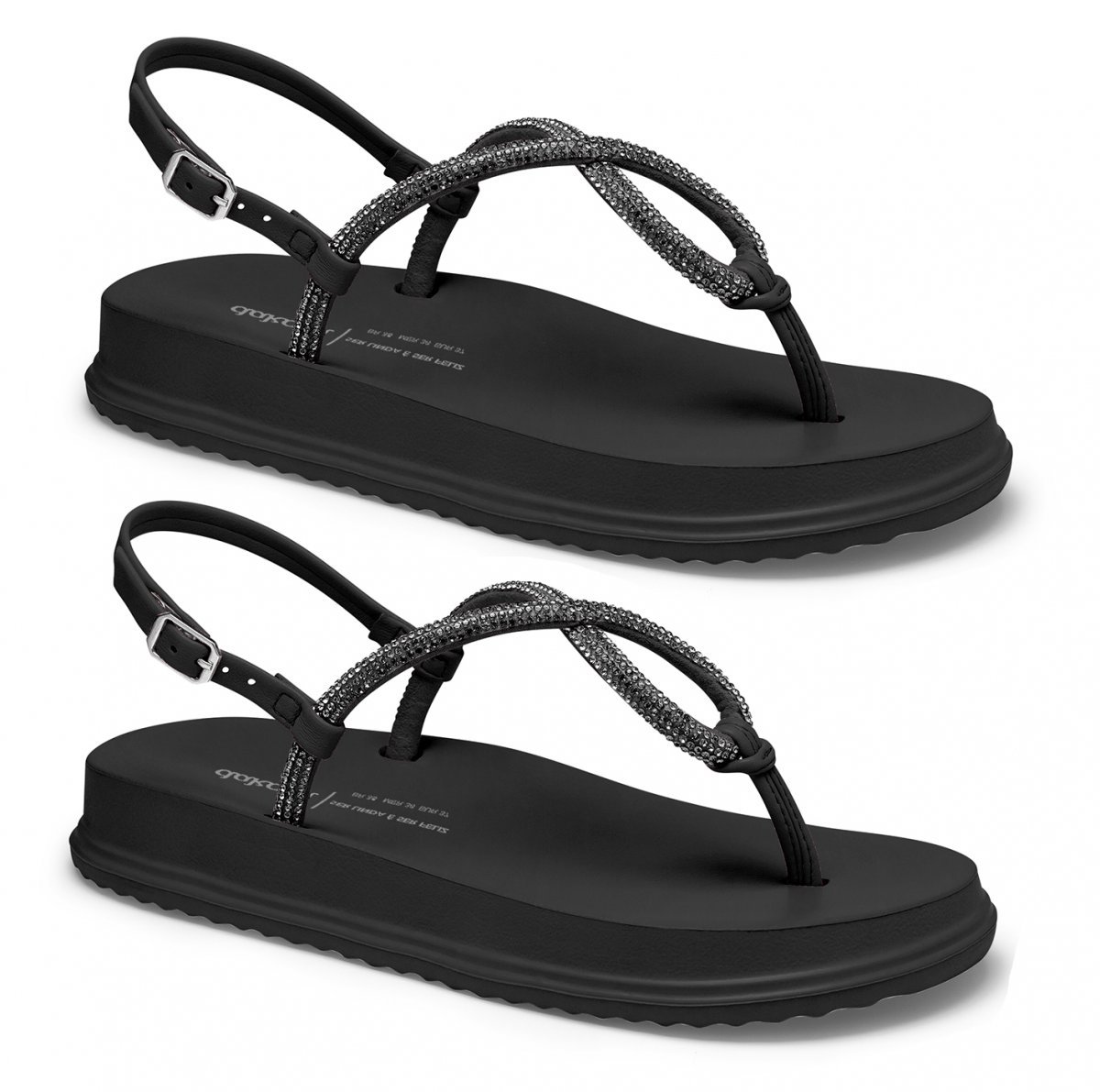 Sandália Papete Strass Dakota Y6241 Feminina Preto 3