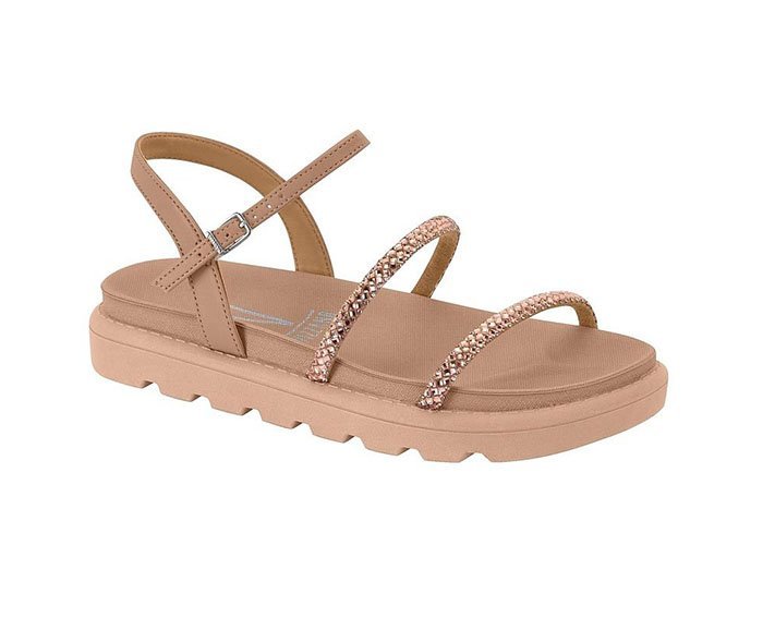Sandália Papete Rasteira Strass Vizzano 6459123 Feminino Bege 1