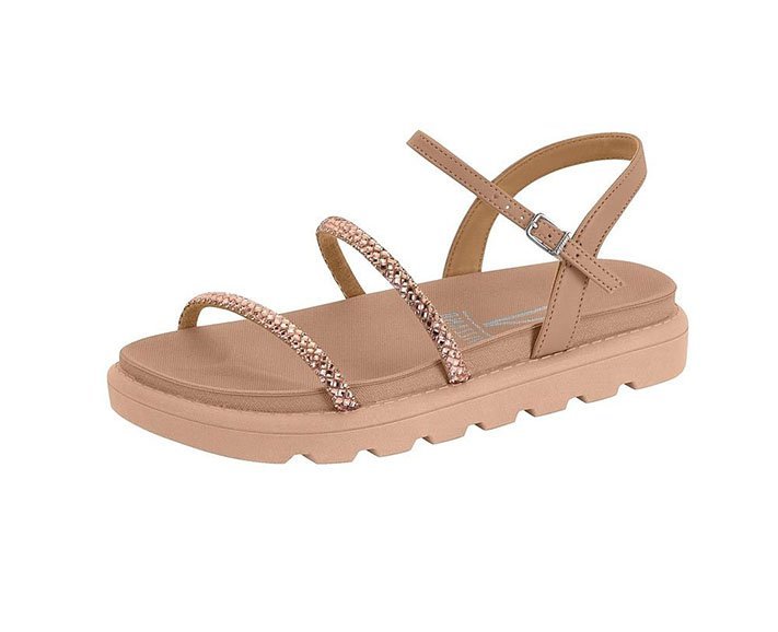 Sandália Papete Rasteira Strass Vizzano 6459123 Feminino Bege 2