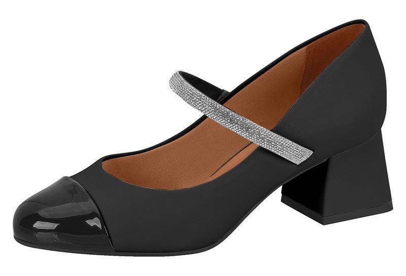 Sapato Scarpin Mary Jane Strass Vizzano 1423103 Feminino Preto 2