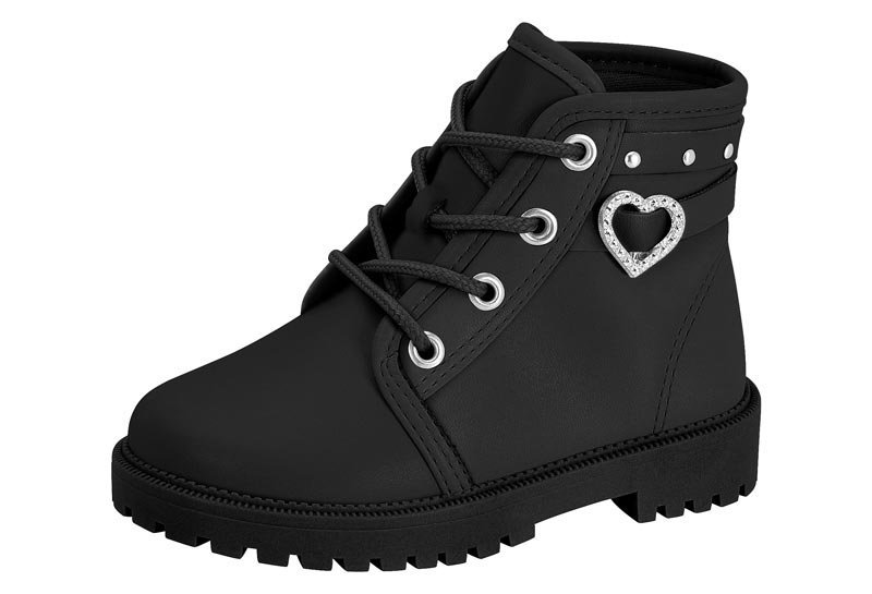 Bota Coturno Molekinha 2126526 Infantil Feminino Preto 2