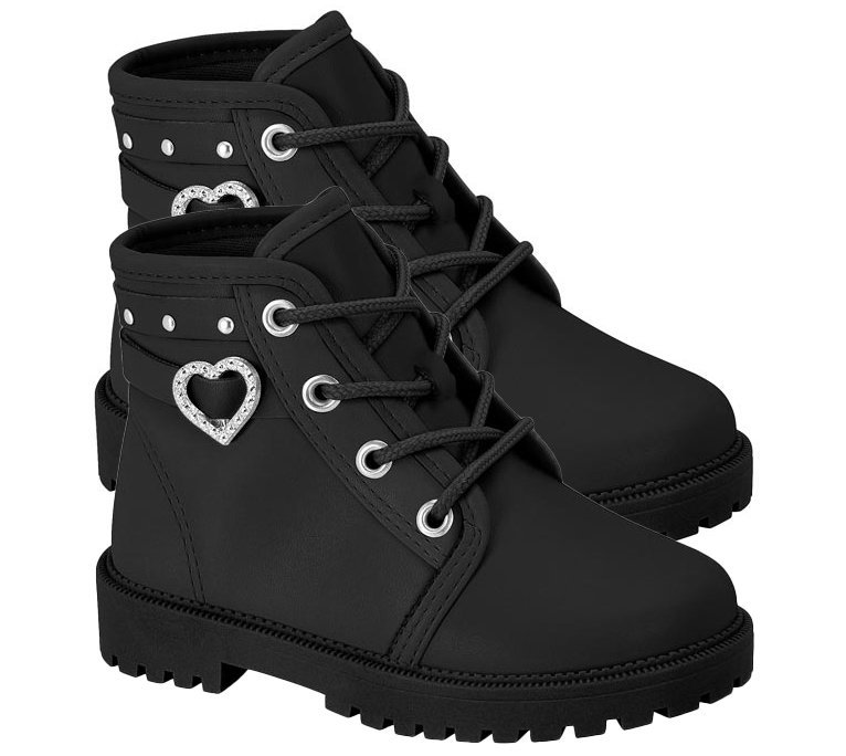 Bota Coturno Molekinha 2126526 Infantil Feminino Preto 3