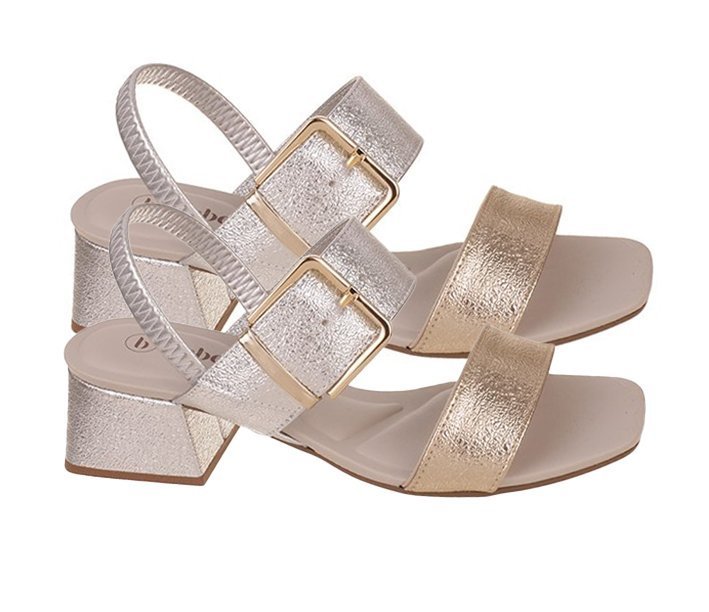 Sandália Salto Bloco Baixo Bebece T5267 Feminino Prata 3