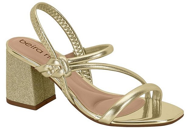 Sandália Salto Bloco Beira Rio 8436229 Feminino Dourado 1