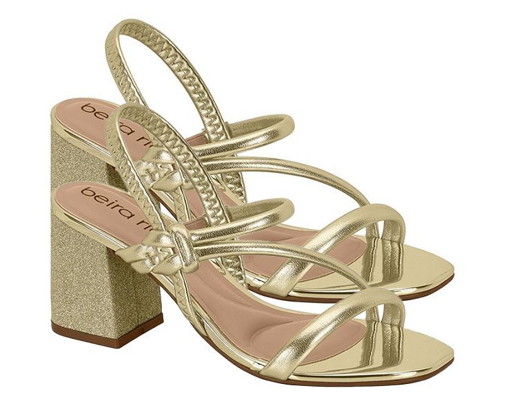 Sandália Salto Bloco Beira Rio 8436229 Feminino Dourado 3