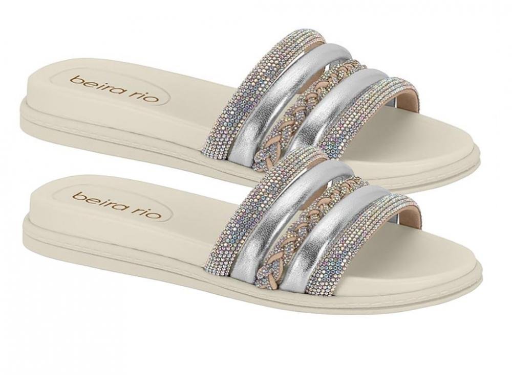 Chinelo Rasteira Slide Beira Rio 8528103 Feminino Prata 3