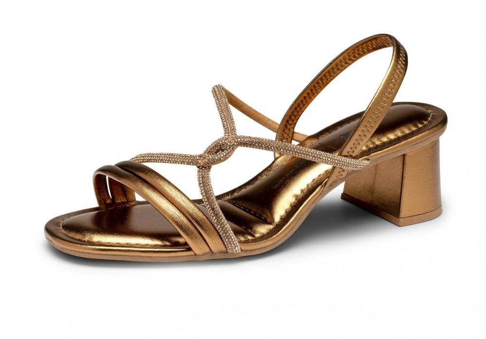 Sandália Salto Bloco com Brilhos Dakota Y7912 Feminino Dourado 2