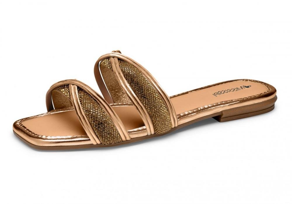 Sandália Rasteira Strass Mississipi Mb381 Feminino Dourado 2