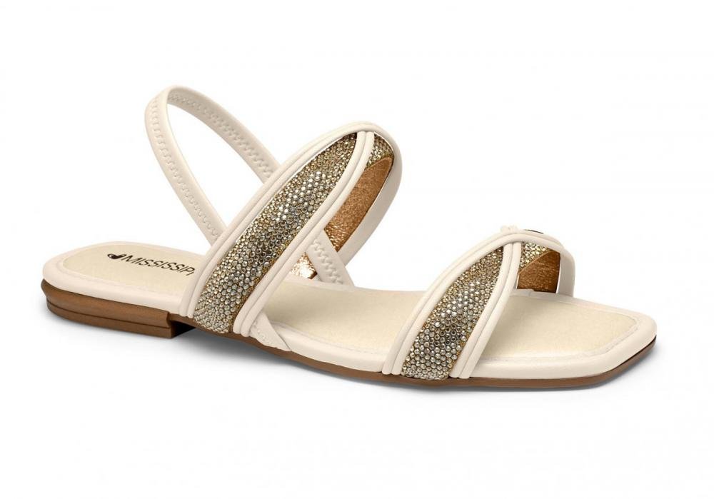Sandália Rasteira Strass Mississipi Mb383 Feminino
