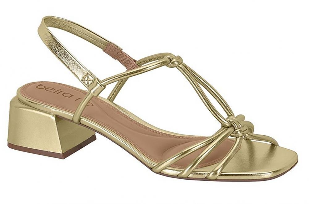 Sandália Salto Bloco Beira Rio 8423330 Feminino Dourado 1