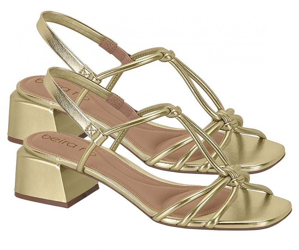 Sandália Salto Bloco Beira Rio 8423330 Feminino Dourado 3