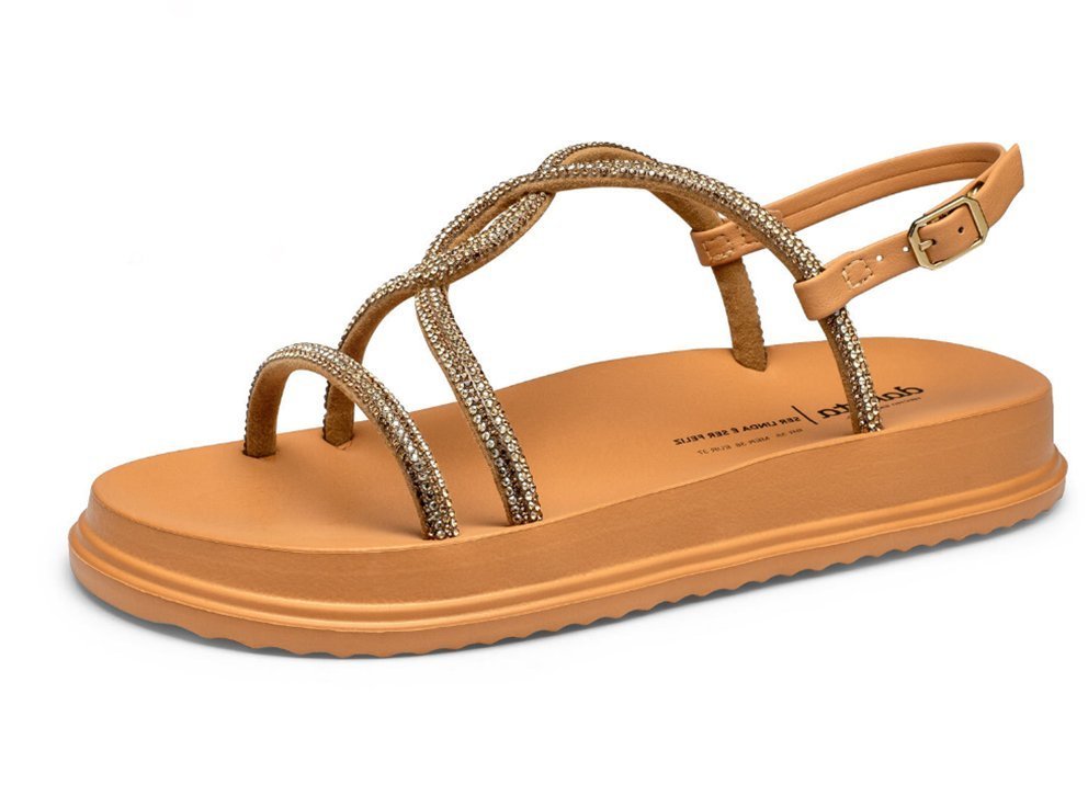 Sandália Papete Flatform Strass Dakota Y6246 Feminino Marrom 2