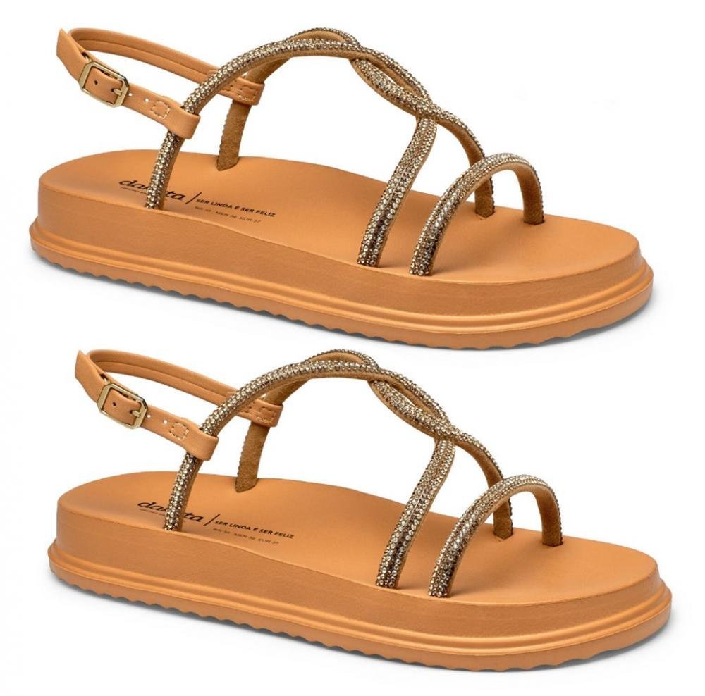 Sandália Papete Flatform Strass Dakota Y6246 Feminino Marrom 3