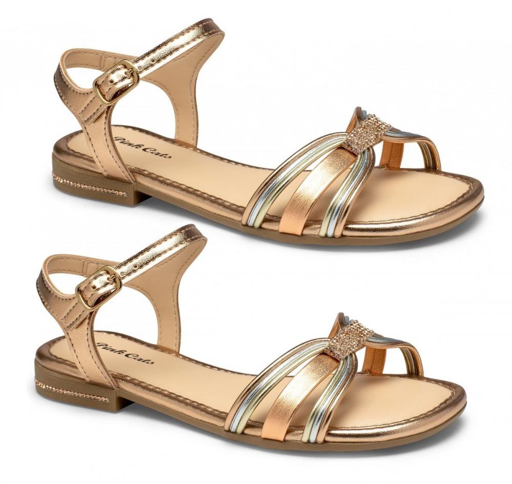 Sandália Rasteira Pink Cats V4472 Infantil Feminino Rosa 3