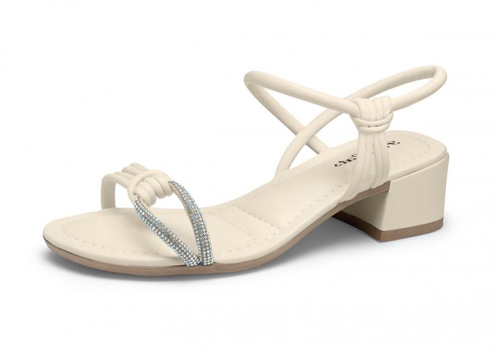 Sandália Salto Bloco Pink Cats V4491 Infantil Feminino Branco 2