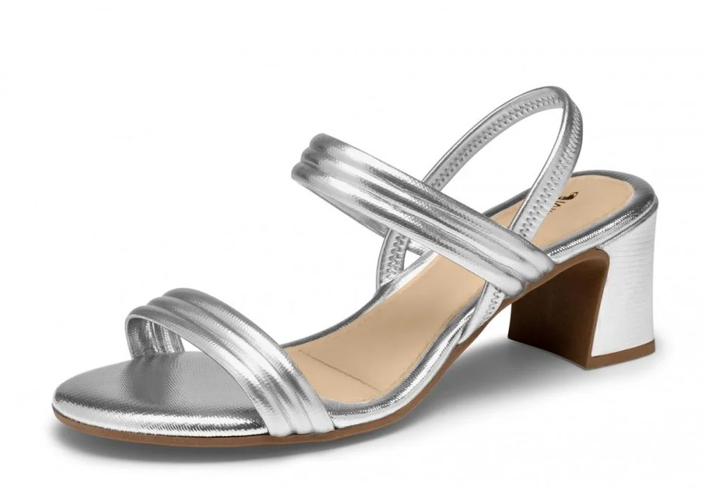 Sandália Salto Bloco Mississipi Mc134 Feminino Prata 2