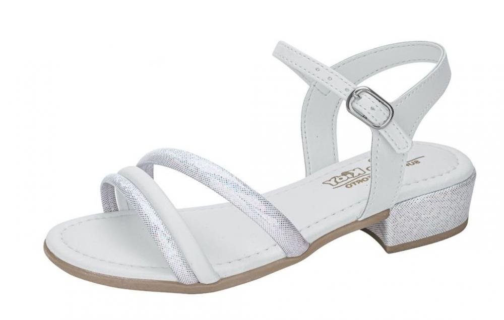 Sandália Salto Baixo Kidy 42000384005 Infantil Feminino Branco 2