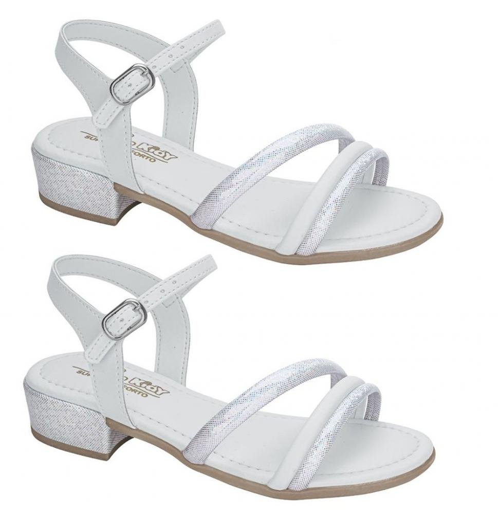 Sandália Salto Baixo Kidy 42000384005 Infantil Feminino Branco 3