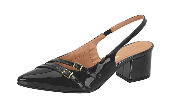 Sapato Sling Back Salto Grosso Vizzano 1220366 Feminino  Preto 2