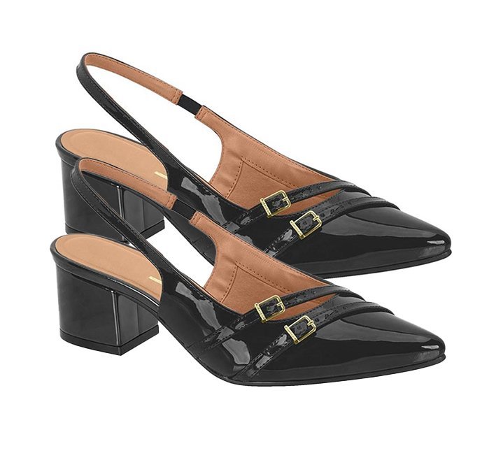 Sapato Sling Back Salto Grosso Vizzano 1220366 Feminino  Preto 3