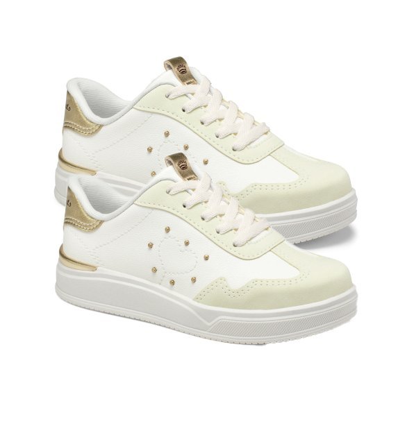 Tênis Casual Pink Cats V5351 Infantil Feminino Branco 3