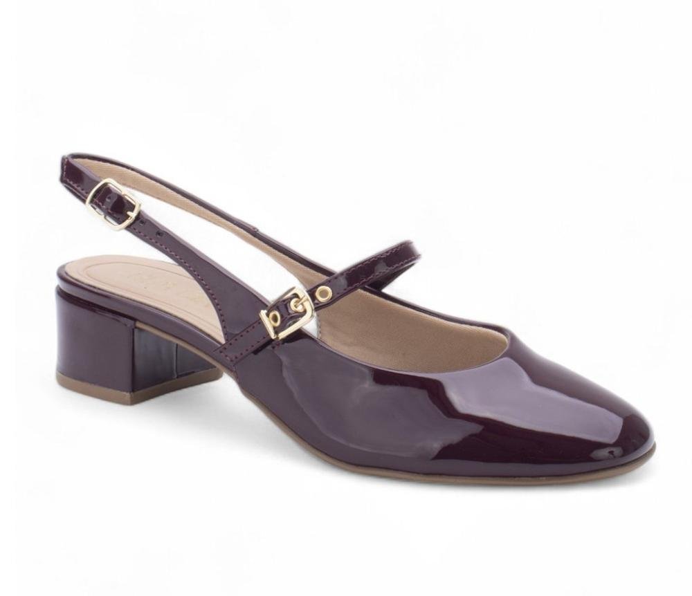 Sapato Slingback Sua Cia 838015965 Feminino Vinho 1