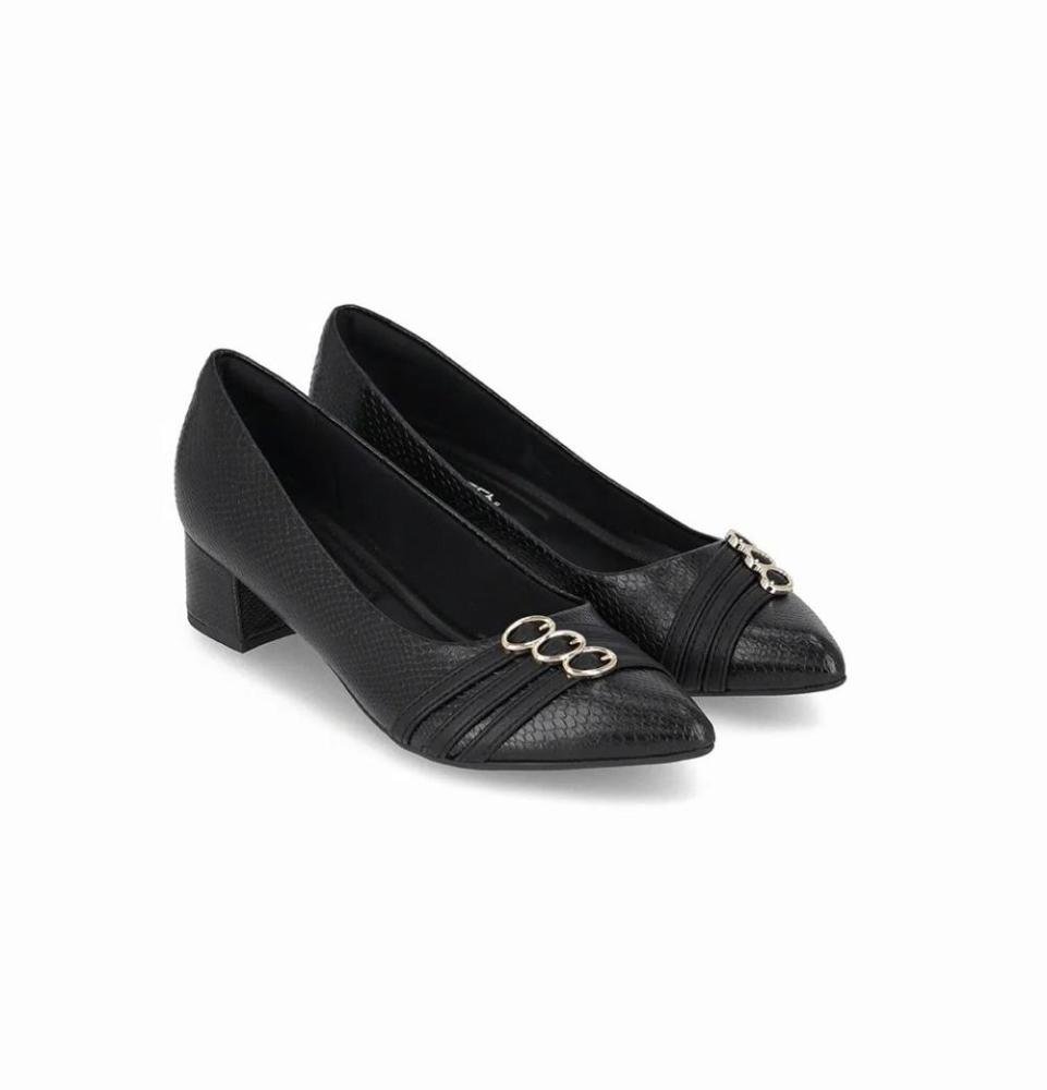 Sapato Scarpin Salto Grosso Piccadilly 739083 Feminino Preto 3
