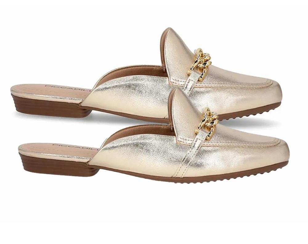 Mule Metalizado Piccadilly 2502521 Feminino Ouro 4