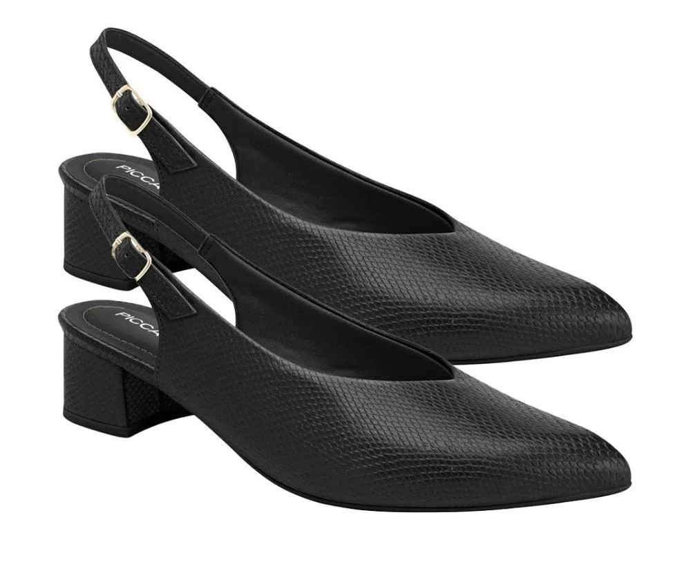 Sapato Salto Médio SlingBack Piccadilly 7390311 Feminino Preto 3