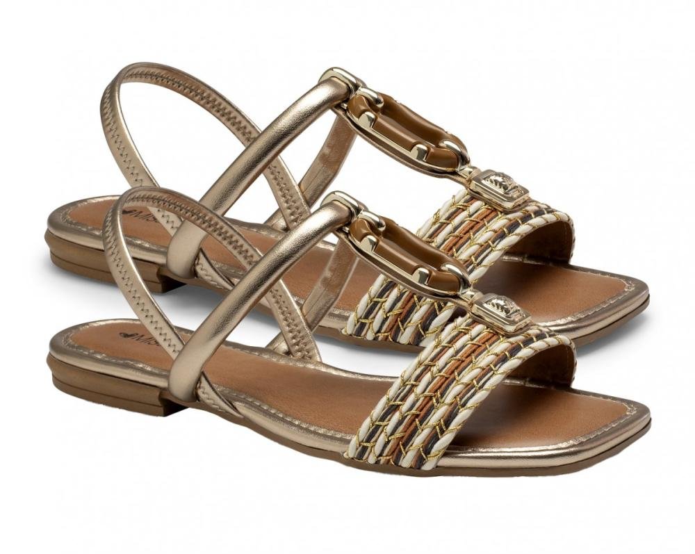 Sandália Rasteira Mississipi MF302 Feminino Dourado 3
