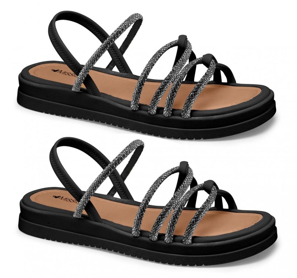 Sandália Papete Flatform Mississipi MI718 Feminino Preto 3