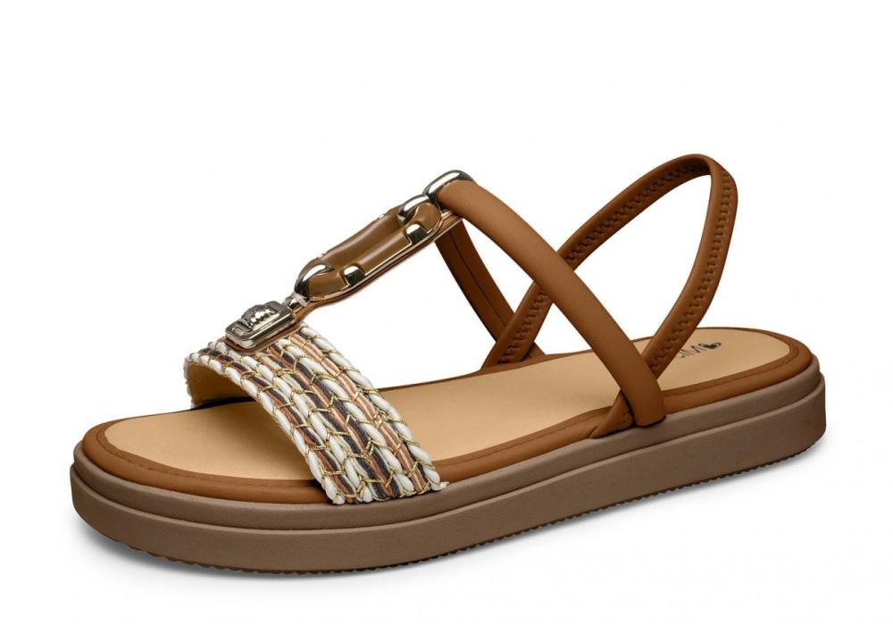 Sandália Papete Flatform Mississipi J0061 Feminino Marrom 2