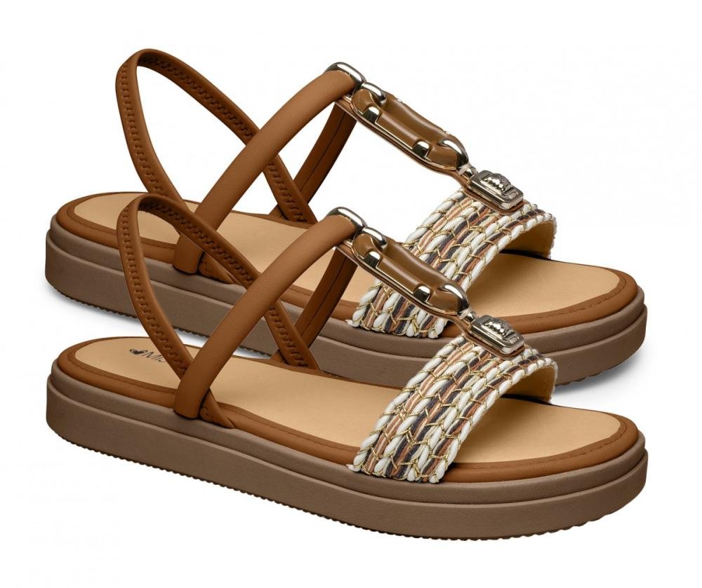 Sandália Papete Flatform Mississipi J0061 Feminino Marrom 3