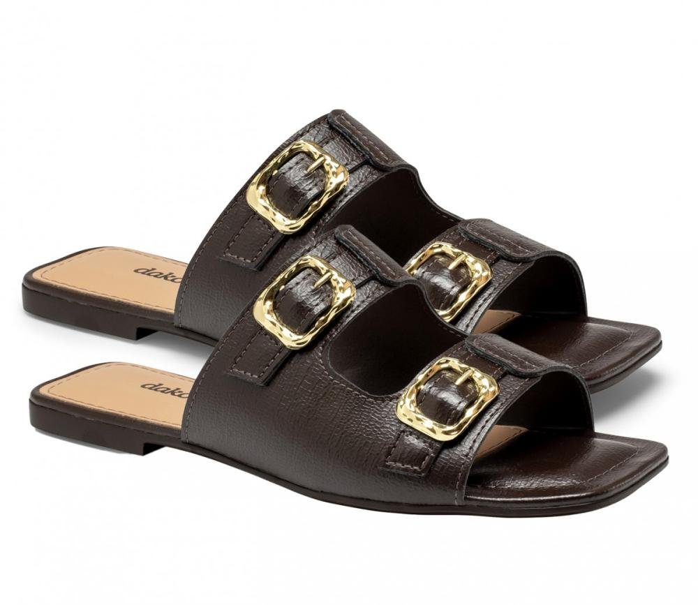 Sandália Rasteira Dakota Y9432 Feminino Marrom Escuro 3